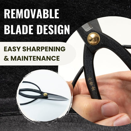 SenkichiKin Bonsai Scissors 7in (180mm) – Made in Japan Pruning Shears, Sharp Carbon Steel for Precision Trimming, Lightweight Tool for Bonsai, Flowers & Indoor Plants, forest Originals