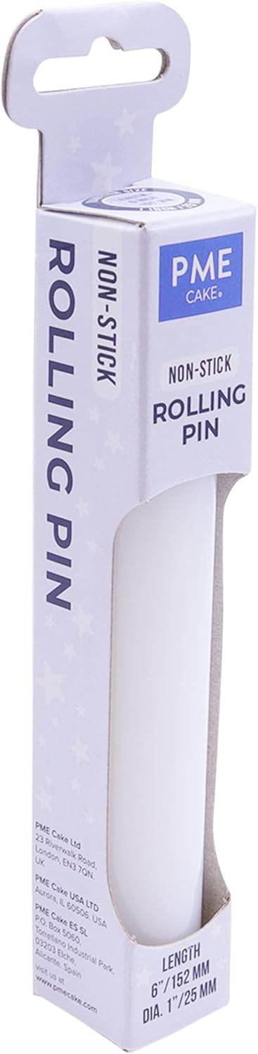 Knights Bridge Global PP85 PME Non-Stick Polyethylene Rolling Pin, 6" for Cake & Cookie Decorating, White, 6"