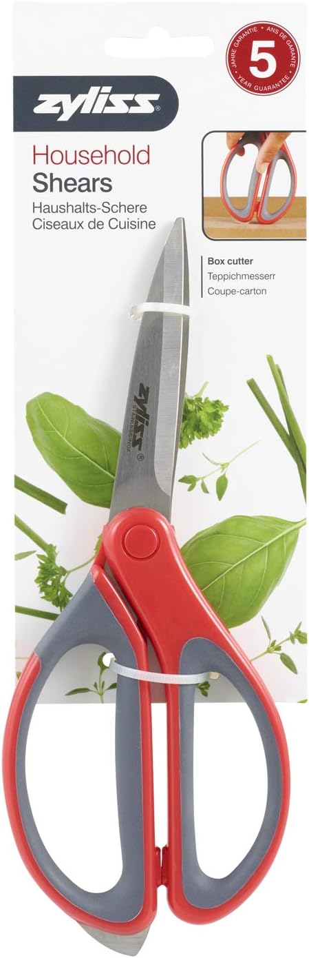Zyliss Heavy Duty Home & Kitchen Herb Shears Scissors with Innovative Stem Stripper, Versatile Kitchen Shears for Trimming Weeds, Flower Buds & More - White/Green - 8.5 x 4.2 x 0.4 inches