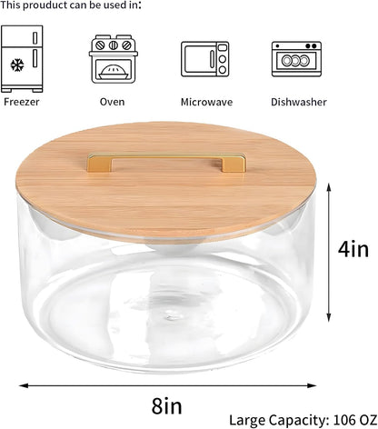 10 inch Large Salad Bowl, Trifle Bowl Glass with Sealed Lid, Versatile Mixing and Serving Bowl for Laying Ice Cream,Cake,Cupcake,Salad,Fruit,Baking,Dessert and Party Diy, Microwave Safe