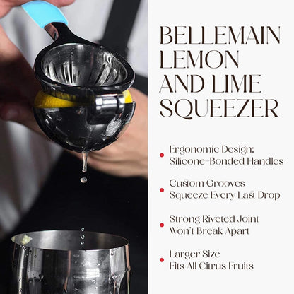 Bellemain Citrus Juicer | Metal Lemon Squeezer | Lime and Lemon Juicer Stainless Steel with Silicone Handles | Manual Juicer, Citrus Squeezer, Hand Held Juicer | Bar Juicer for Bartender (White)