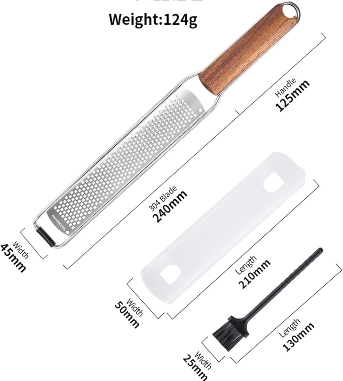 Lemon Zester & Cheese Grater Combo - Stainless Steel Grater for Parmesan, Wood Handle, Garlic, Ginger, Chocolate & Fruits - Perfect for Baking, Cooking & Garnishing (DUAL DESIGN)