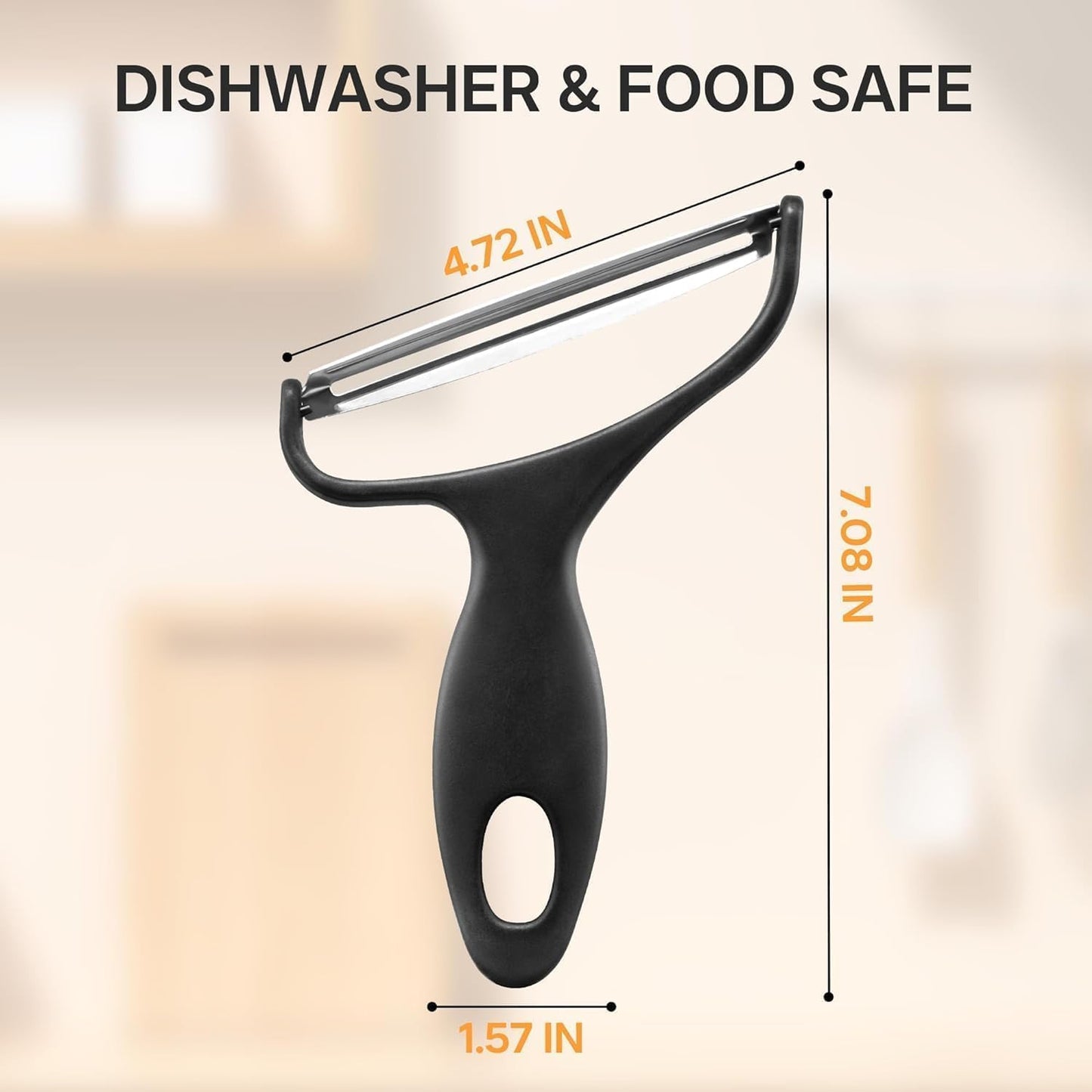 Black Vegetable Peeler Large Peelers for Kitchen, Y Wide Veggie Shredder for Cabbage Lettuce Julienne, For Fruit, Carrot, Vegetable, Potato Swivel Stainless Steel Blades Big Size Graters