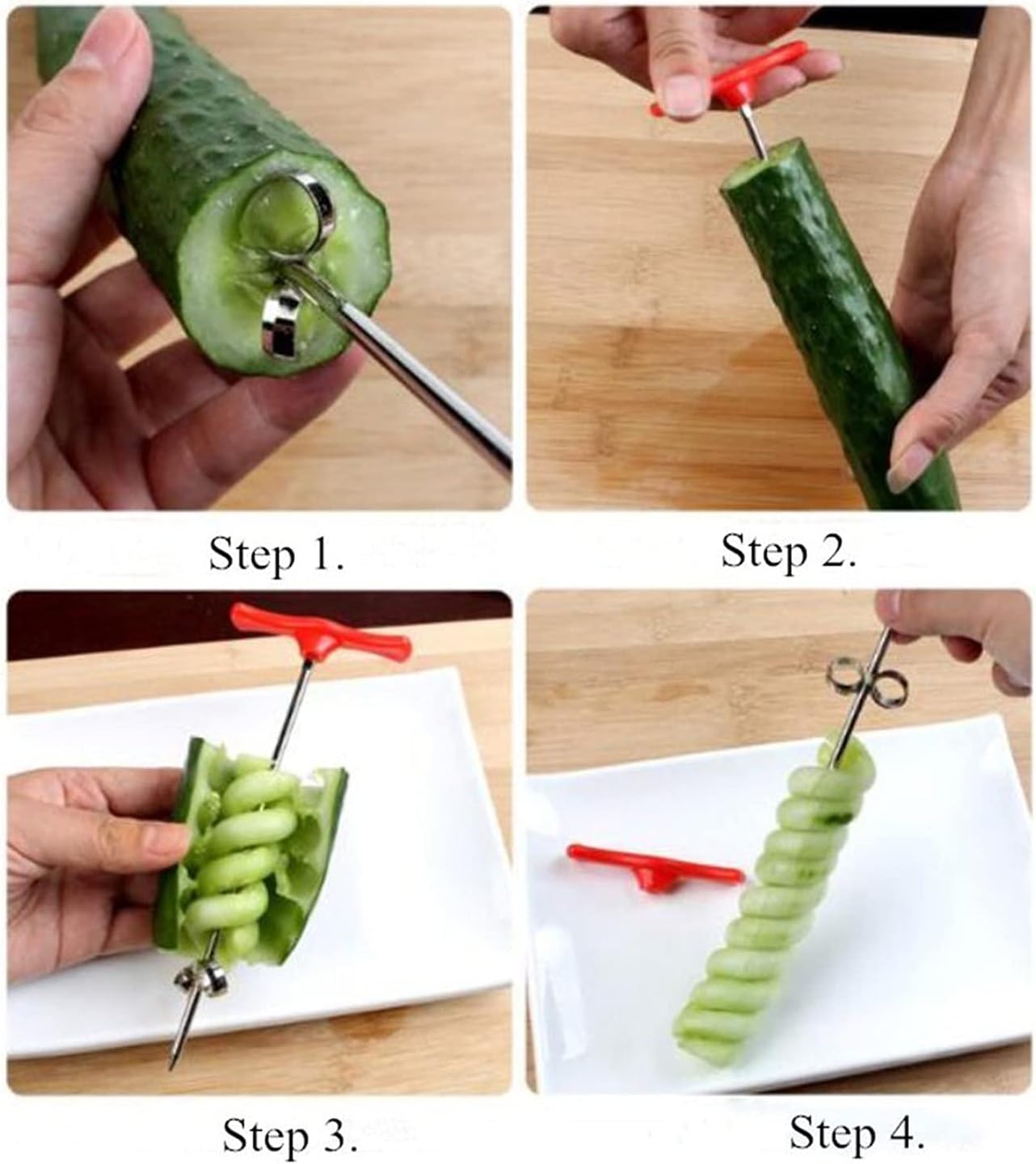 Fruits & Vegetables Spiral Twist Knife,Stainless Steel Spiral Twist Knife, Twist Shredder Ideal for Healthy Snacks, Chips, Parties