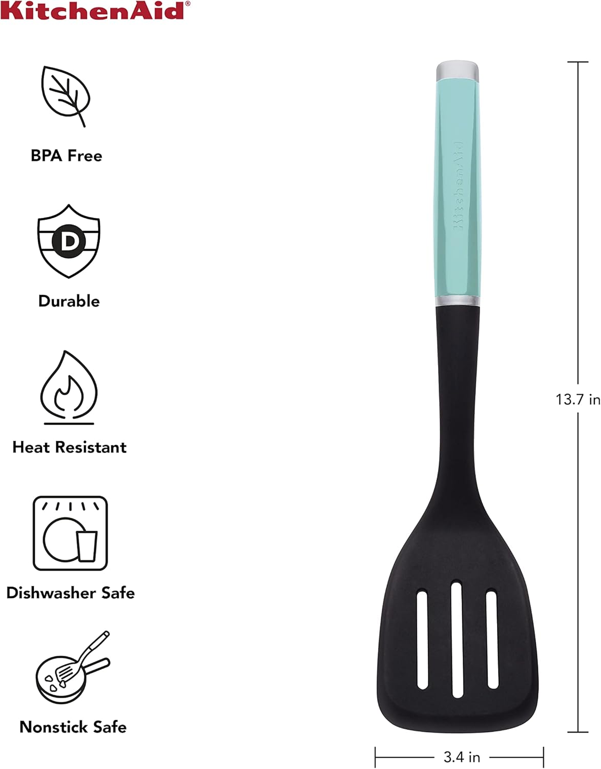 KitchenAid Classic Nylon Slotted Turner, 13.66-Inch, Black