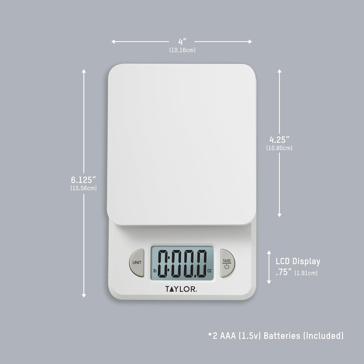 Taylor Compact Digital Scale (White), 11 pound capacity