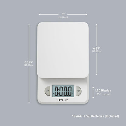 Taylor Compact Digital Scale (White), 11 pound capacity