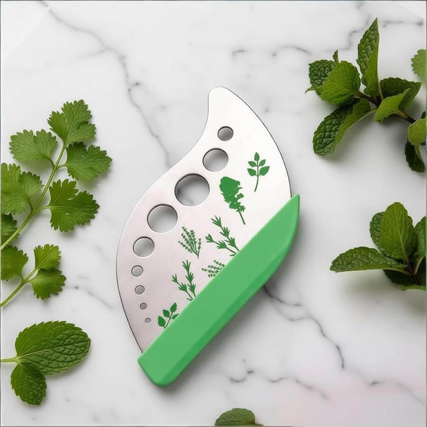 Professional 430 Stainless Steel Herb Leaf Stripper with Multi-Size Holes & Precision Blade - Kitchen Essentials for Parsley, Cilantro and Leafy Greens