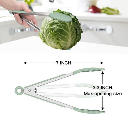 Hotec Silicone Kitchen Tongs for Cooking 9-Inch Serving Tongs with Silicone Tips, Set of 3 (Gradient Blue)