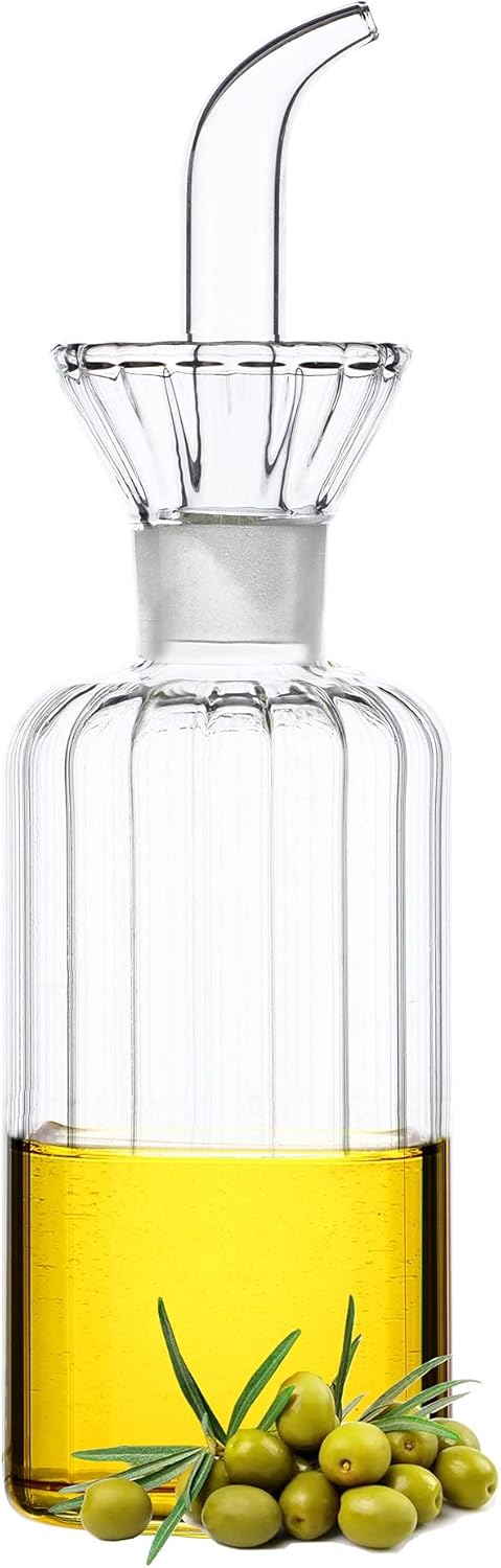 16 oz/480ml Non-Drip Olive Oil Dispenser Bottle 100% Glass Oil Carafe Decanter for Kitchen Oil & Vinegar Cruet for Cooking & BBQ