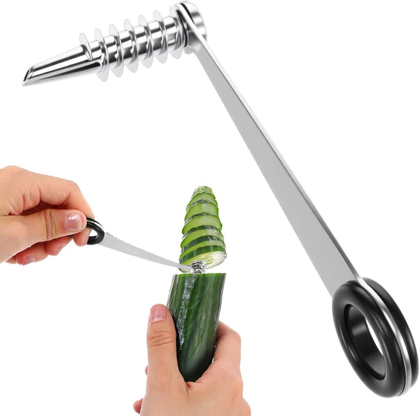 Potato Spiral Cutter Stainless Steel Vegetable Spiralizer Spiral Cutter for Veggies Cucumbers Carrots Potatoes Fruits - Compact and Easy to Use Kitchen Tools