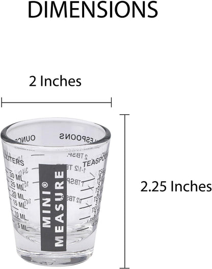 Kolder Mini Measure Heavy Glass, 20-Incremental Measurements Multi-Purpose Liquid and Dry Measuring Shot Glass, White