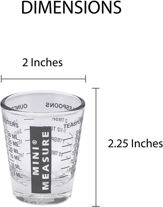 Kolder Mini Measure Heavy Glass, 20-Incremental Measurements Multi-Purpose Liquid and Dry Measuring Shot Glass, White