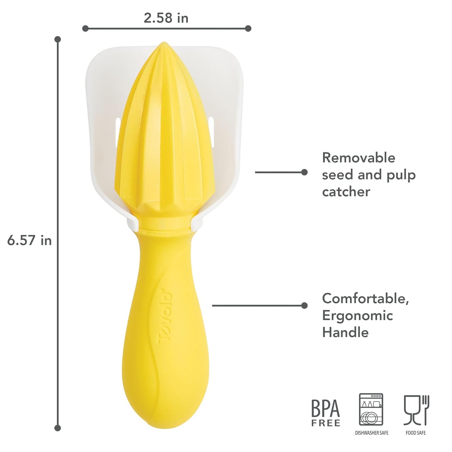 Tovolo Citrus Press Manual Hand Juicer Squeezer with Pour Spout Dishwasher Safe Aluminum Press Juicer for Lemon Lime Oranges Tangerine Pomegranate Fruit Ergonomic Grip for Efficient Juice Extraction
