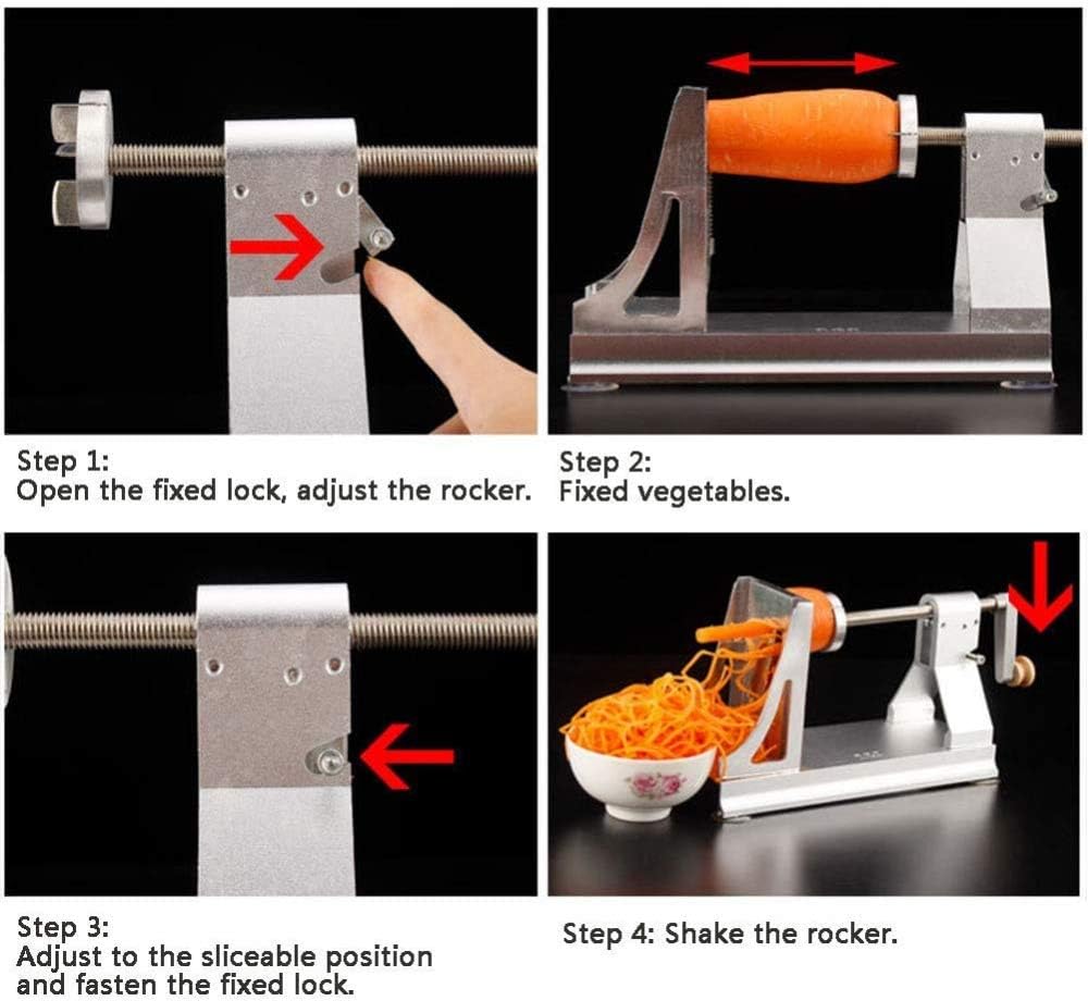 Metal Spiralizer Vegetable Spiralizer Vegetable Spiralizer, 3 Stainless Steel Blades, Manual Suction Base, Japanese Style Potato Spiralizer For Zucchini, Silver