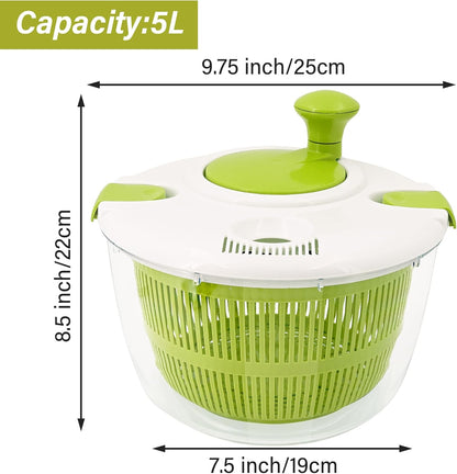 5Qt High-Efficiency Salad Spinner & Vegetable Dehydrator -Quick-dry salad spinner,Manual Kitchen Tool for Lettuce,Berries,Quick Spin Dry Vegetables