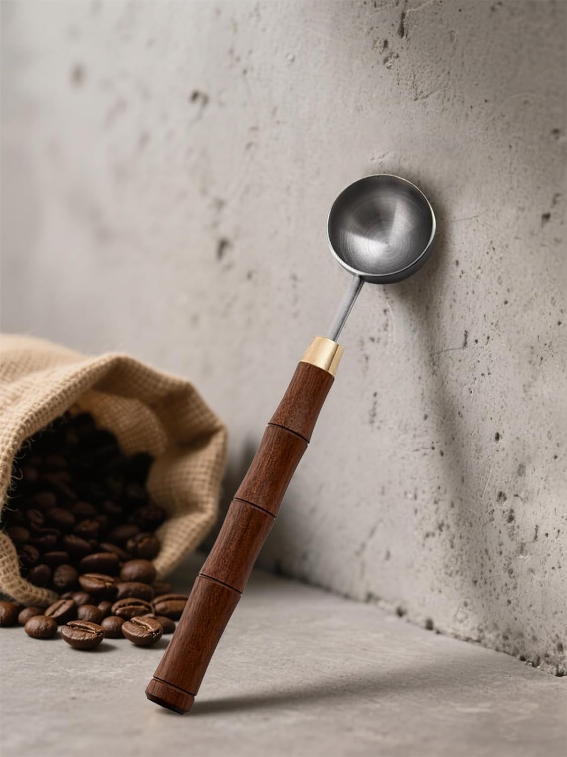 Rosewood Handle Coffee Scoops – Exquisite and Portable Stainless Steel Spoon with Long-Handled for Coffee (Silver, 5g Capacity)