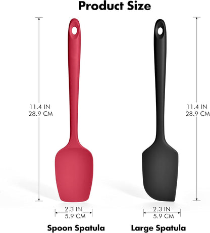 2 Pieces Silicone Spatula Set: Ironberry 600ºF Heat Resistant Food Grade Cooking & Baking Utensils, Kitchen Flexible Nonstick Rubber Scraper for Scraping, Mixing, Scrambling, Flipping (Black)