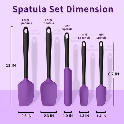 Coukre Silicone Spatula Set of 5,High Temperature Resistant, Food Grade Silicone, Dishwasher Safe, for Baking, Cooking (Aqua Green)