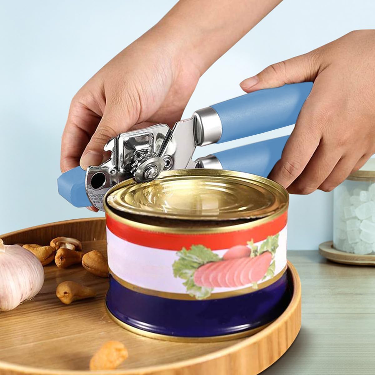 The Original Heavy Duty Stainless Steel Smooth Edge Manual Can Opener and Bottle Openers, Soft Handle, Rust Proof Oversized Handheld Easy Turn Knob,Grey