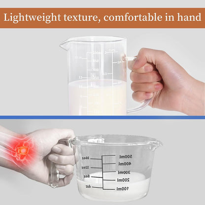 Newness 2-Cup Glass Measuring Cup For Baking and Cooking, (Upgraded, 3 Marking Including Cup/ML/Ounce Scale) Dishwasher, Freezer, Microwave, and Preheated Oven Safe, Essential Kitchen Tools