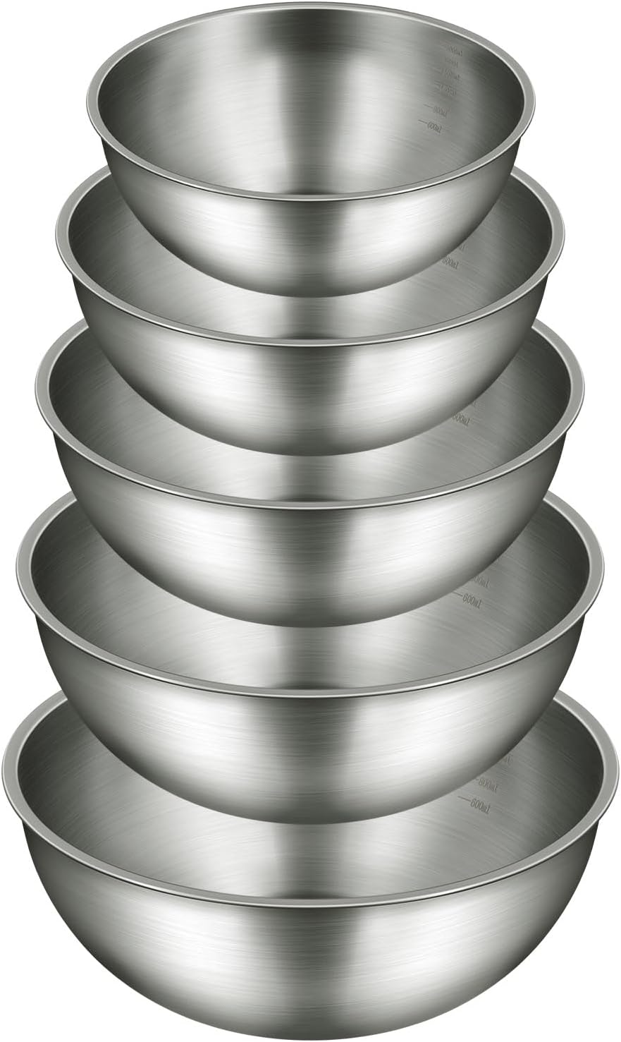 Gronivex Metal Mixing Bowls, 304 Stainless Steel, Set of 3 (1.5, 2.2 & 3.4 Qt) – Thicker-Gauge, Stackable Nesting & Space-Saving – Classic Everyday Bowls for Baking, Salad Prep & Cooking