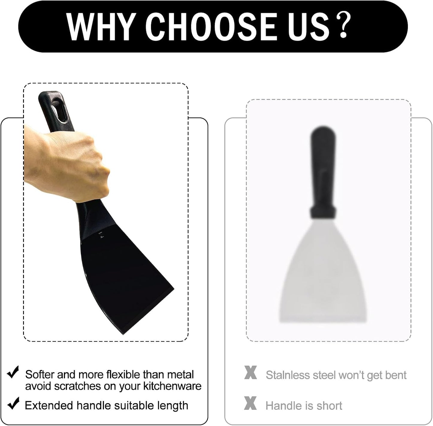 LRui Kitchen Professional Pizza Dough Scraper dough spatula,plastic flexible strip handle dough scraper.
