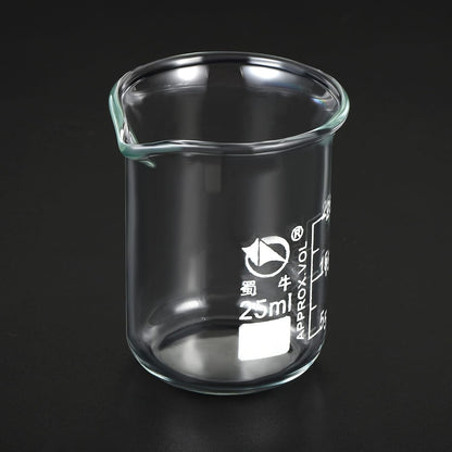 PATIKIL 10ml Low Form Glass Beaker, 3.3 Borosilicate Glass Graduated Printed Scale Measuring Cups with Spout for Kitchen Lab Liquids Transit Boiling