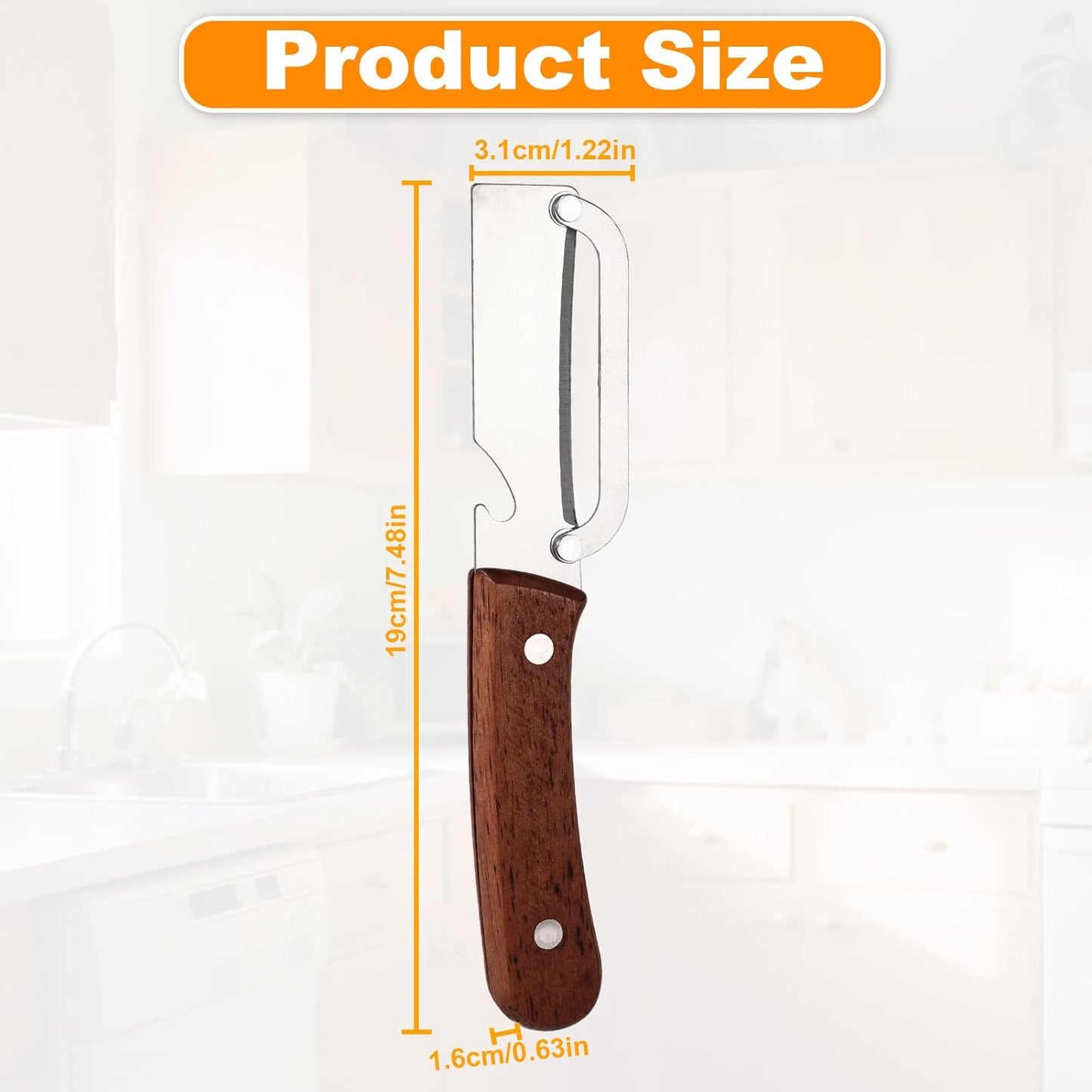 Multi-Functional Vegetable Peeler, Stainless Steel Fruit Peeler with Bottle Opener & Wooden Handle Practical Kitchen Food Veggie Tool Gadget Accessories Supplies for Apple Potato Mango Kiwi