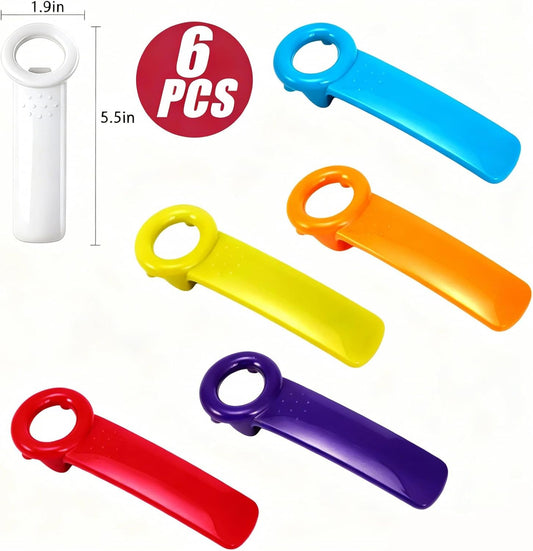 6 Pcs Jar Key Opener for Weak Hands, Elderly & Children - Plastic Jar Lid Opener with Easy Grip Hand Held 5.5" Colorful Design
