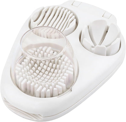 3 in 1 Boiled Egg Slicer, Manual Egg Cutter with 3 Slice Modes, Stainless Steel Kitchen Gadget for Hard Boiled Eggs, Butter, Strawberry, Tomato, Cheese, Easy to Clean & Store (COLOR:White)