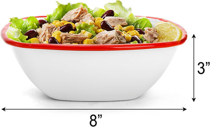 Elsjoy 2 Pack 3 Quart Large Enamel Bowl, 11 Inch Vintage Enamel Mixing Bowl, Kitchen Enamelware for Fruit, Salad, Pasta
