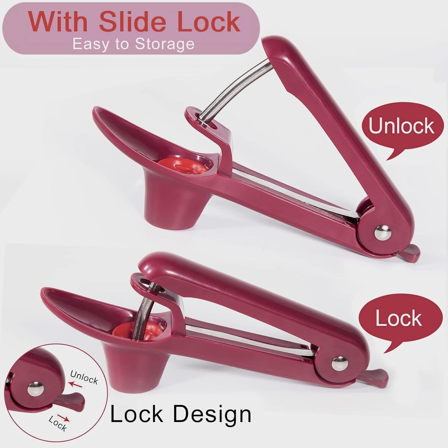 Cherry Pitter,Cherry Seed Remover Olives Pitter Tool with Space-Saving Lock Design,Multi-Function Fruit Pit Remover for Making Cherry Jam ( Stainless Steel / Heavy-Duty)