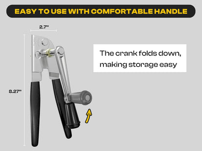 Heavy Duty Can Opener with Magnet – Commercial Can Opener Manual for Seniors, Hand Held, Sharp Blade, Smooth Edge – Folding Knob for Easy Storage, Built in Bottle Opener
