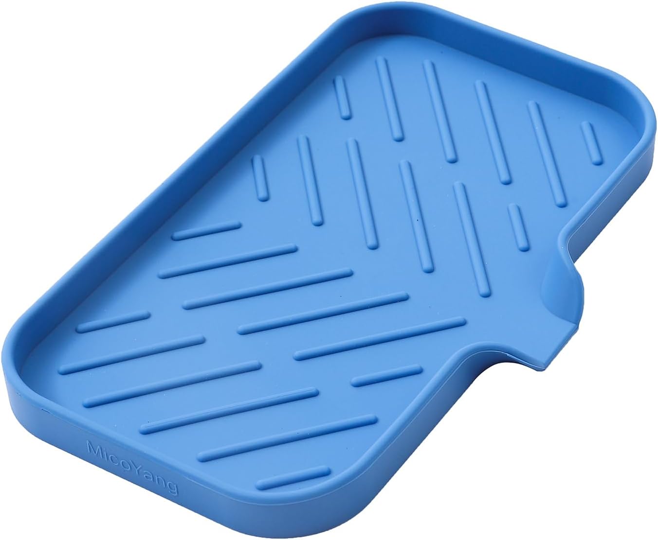 MicoYang Silicone Soap Dish with Drain Spout, Self-Draining Sink Organizer Tray for Bathroom and Kitchen, Sponges, Dispensers and Soap Holder, Non-Slip and Dishwasher Safe, Black (Compact, 4.9"×3.2")