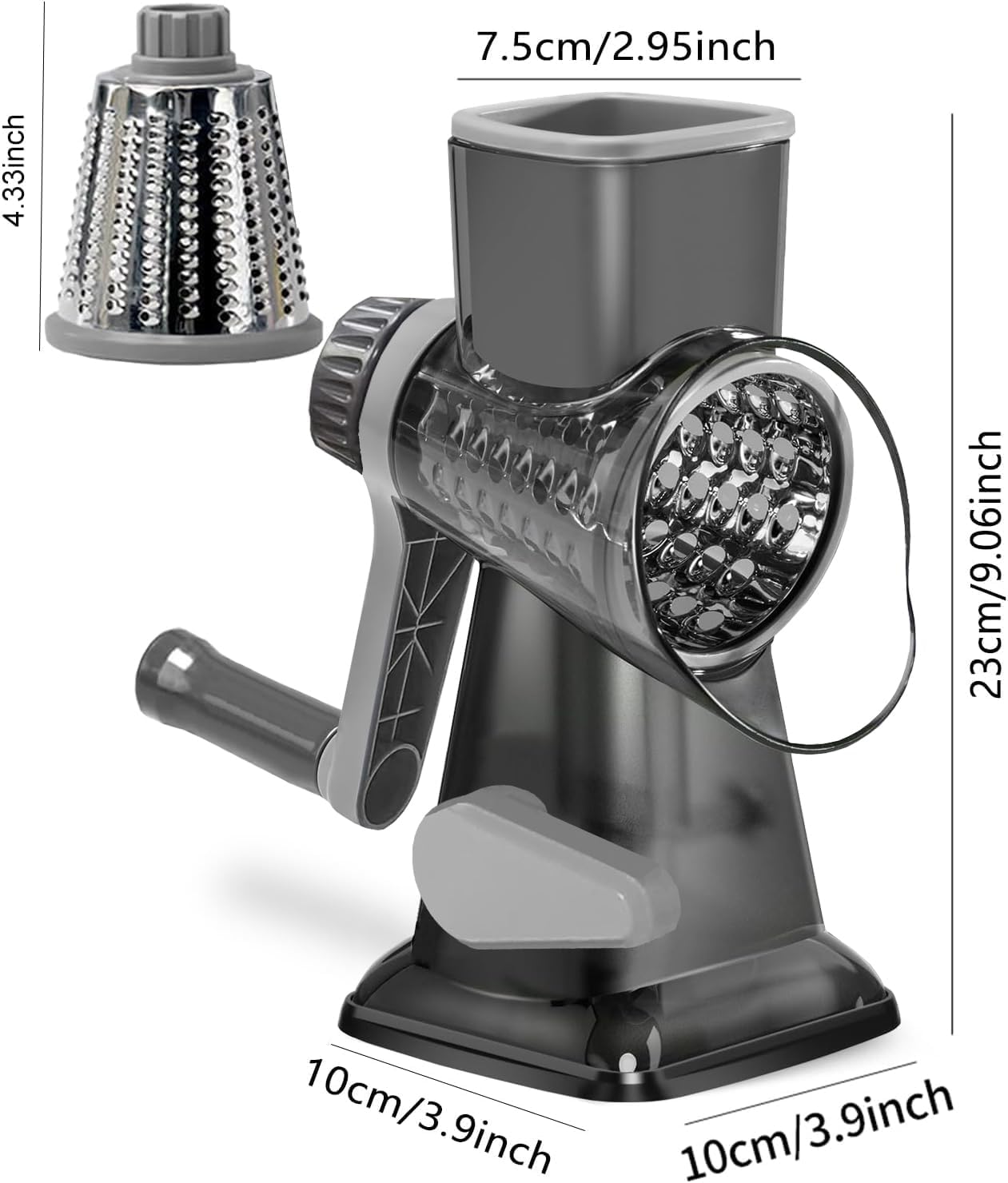 Dachenus Cheese Grater Rotary Cheese Grater,Versatile Cheese Shredder,Blades for Shredding, Grating, Slicing,Cheese Shredder with Suction Base and Cleaning Brush Kitchen Gift (green)