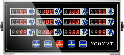 Precision Kitchen Timers for Cooking – 12 Channel Commercial Kitchen Timer Restaurant Kitchen Supplies – Stainless Steel Digital LED Chef Cooking Timer – Reminder Function, Loud Alarm, Black