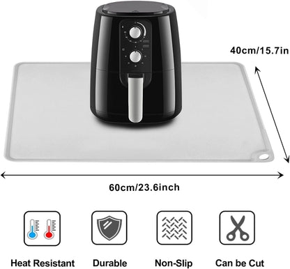 Standard Silicone Mat,Black Baking Mat-Food Grade Kids Dinner Table Placemat Non Slip Counter Mat with Raised Edges Heat Resistant Mat for Air Fryer Nonstick Pastry Dough Mat(1 Pack 23.6'' x 15.7'')
