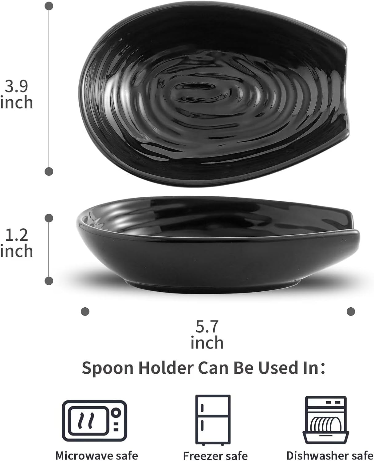 Hasense Spoon Rest for Stove Top - Blue Swirl Pattern Spoon Holder for Stove, Heat-Resistant Spoon Rest for Kitchen Counter, Ceramic Cooking Utensil Rest Ladle Holder for Spatula or Tong, 5.7 Inch