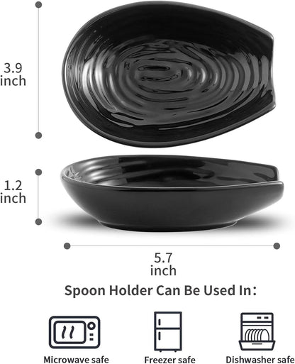 Hasense Spoon Rest for Stove Top - Blue Swirl Pattern Spoon Holder for Stove, Heat-Resistant Spoon Rest for Kitchen Counter, Ceramic Cooking Utensil Rest Ladle Holder for Spatula or Tong, 5.7 Inch