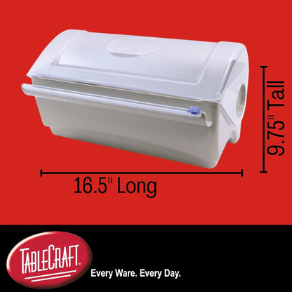 Tablecraft Film Wrapper Film Dispenser, Kenkut Single Roll of Plastic Food Cling Wrap and Aluminum Foil Holder, Slide Cutter, Heavy Duty Foodservice Restaurant Kitchen,White