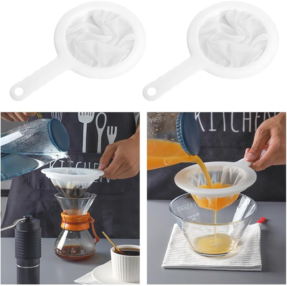 2 Pcs Fine Mesh Strainers,Sieve Fine Mesh with Handle Juice Strainer Yogurt Sieve for Soy Milk Coffee Milk Juice Tea Honey and Wine(SIZE:200Mesh)