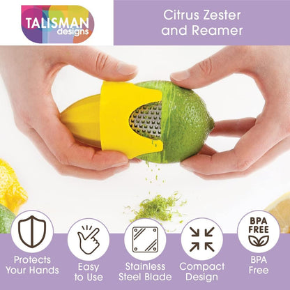 Talisman Designs Citrus Zester & Reamer | Orange Lemon & Lime Zester | BPA Free Kitchen | Functional Kitchen, Zesting Tool | Plastic & Stainless Steel