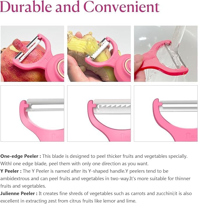 2-in-1 Electric Peeler | Auto Blade for Fruits/Vegetables | 2 Interchangeable Blades | 2*AAA | Kitchen, Travel, Camping
