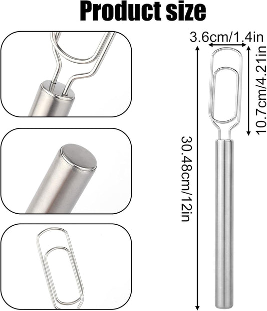 2pcs Dough Whisks, Stainless Steel Durable Dough Mixer Hand Tools Reaches Jar Bottom Bread Whisk Tool for Pizza Bread Cake Eggs Mixing