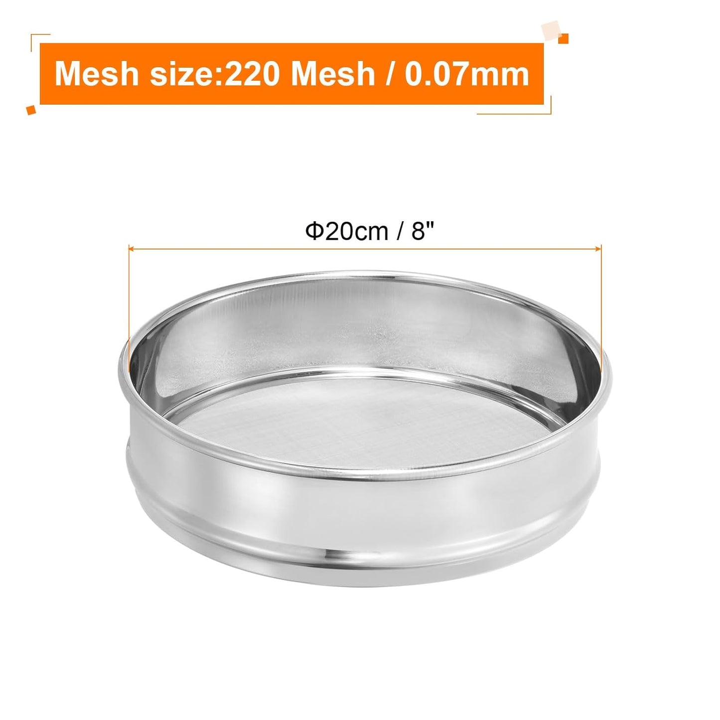 PATIKIL 40 Mesh Lab Sieve, 8" Diameter Test Sieve 304 Stainless Steel Wire Cloth (0.45mm) for Industrial Laboratory - Colors A