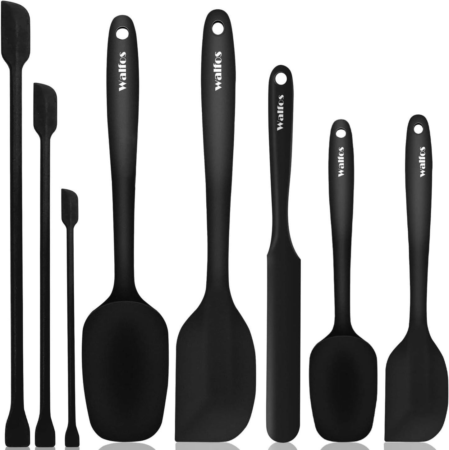 Walfos Silicone Spatula Set of 5 - (600°F) High Heat Resistant Kitchen Scraper Spatulas, One-Pieces Seamless Design, Perfect for Cooking Mixing & Baking - BPA Free and Dishwasher Safe,black