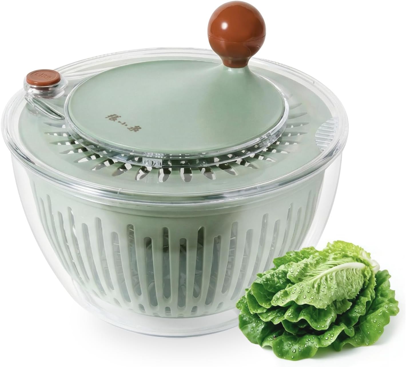 Salad Spinner Large Lettuce Spinner 4.3 Qt with Non-Slip Base & Stop Button Vegetable Dryer & Fruit Washing Bowl for Efficient Salad Prep