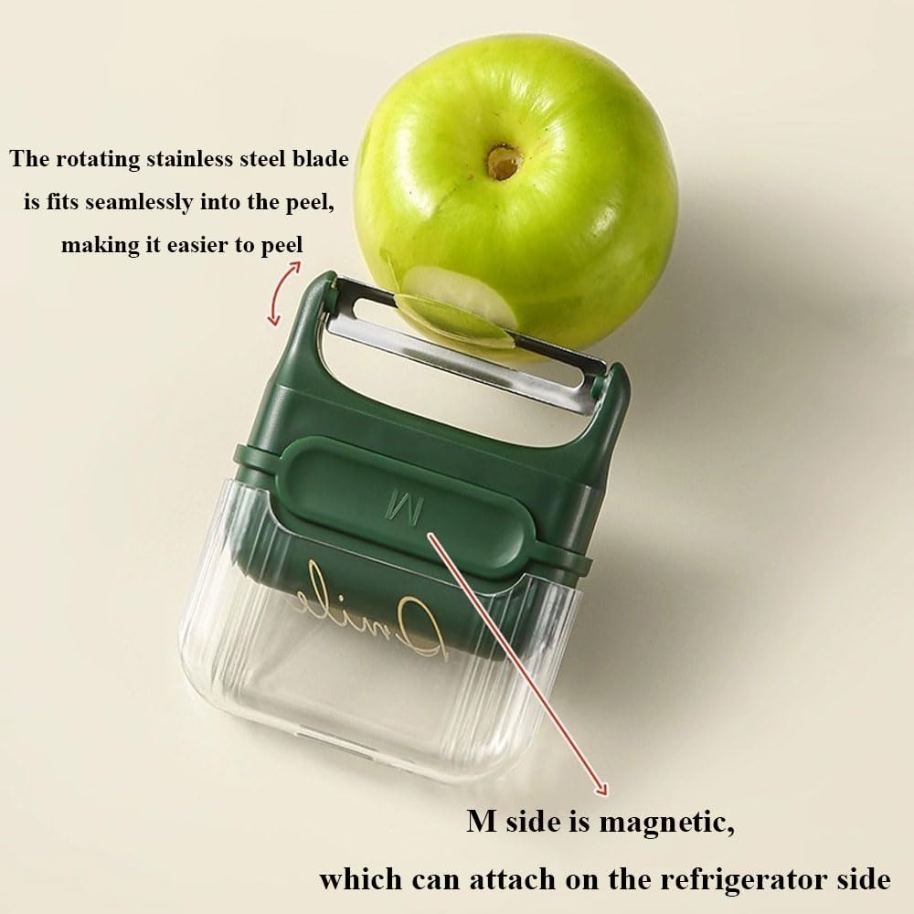 Apple Peelers for Kitchen, Fruits & Vegetables Peelers for Potato, Carrot, Cucumber Peeling, Vegetable Peeler with Cover & Magnet Attachment, Sharp & Safe Blade Kitchen Food Peelers for Easy Peeling