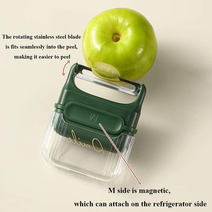 Apple Peelers for Kitchen, Fruits & Vegetables Peelers for Potato, Carrot, Cucumber Peeling, Vegetable Peeler with Cover & Magnet Attachment, Sharp & Safe Blade Kitchen Food Peelers for Easy Peeling
